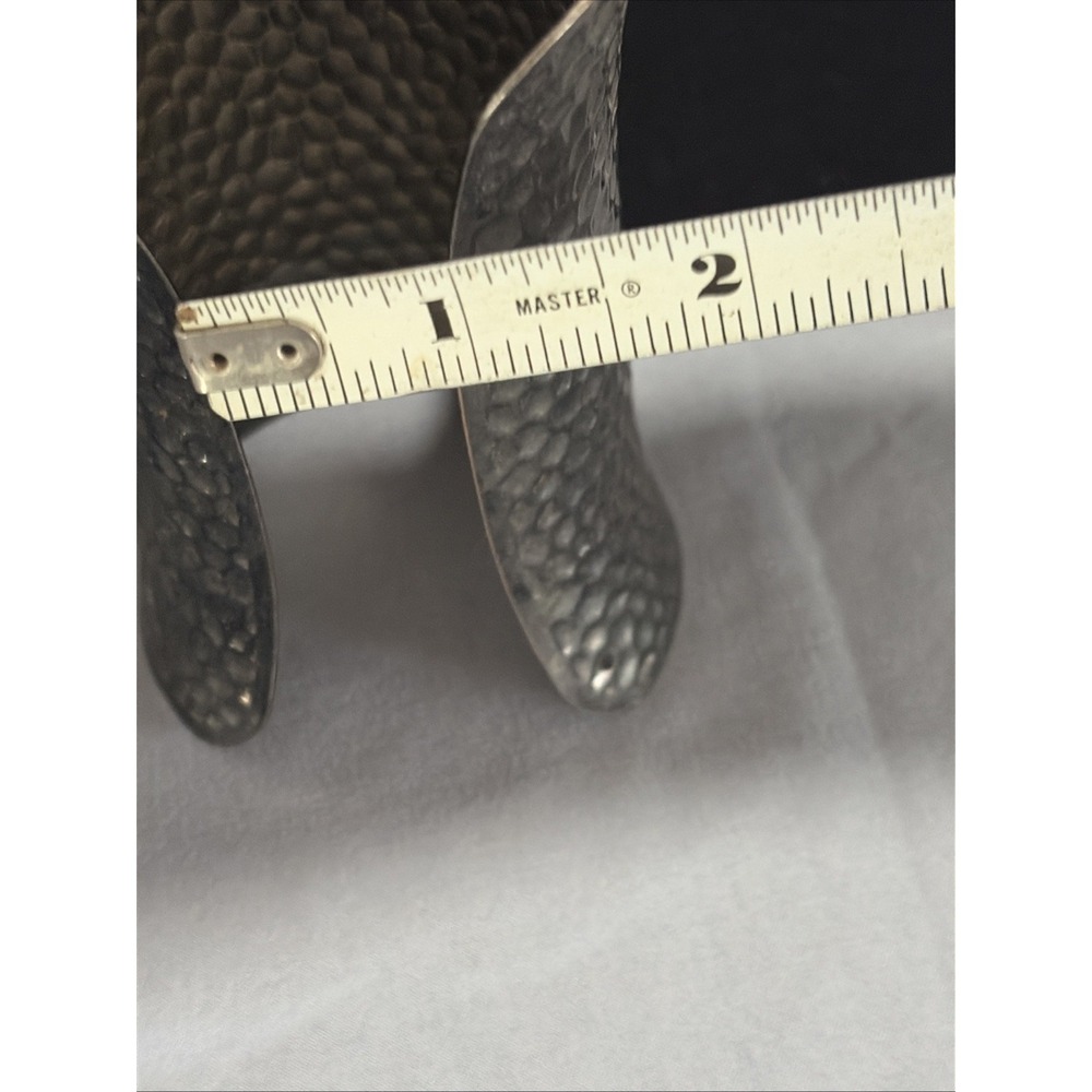 VTG Y2K Silver Statement Cuff Bracelet Set - Aldo Beaded & Hammered Flare Cuffs - Picture 12 of 12